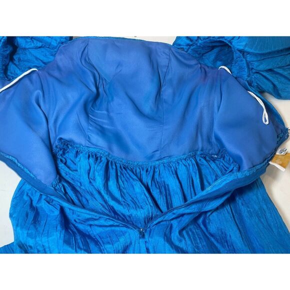 Vintage Alyce Designs Prom Dress Womens XS Blue Puff Sleeve Cocktail Retro Glam - Picture 10 of 13